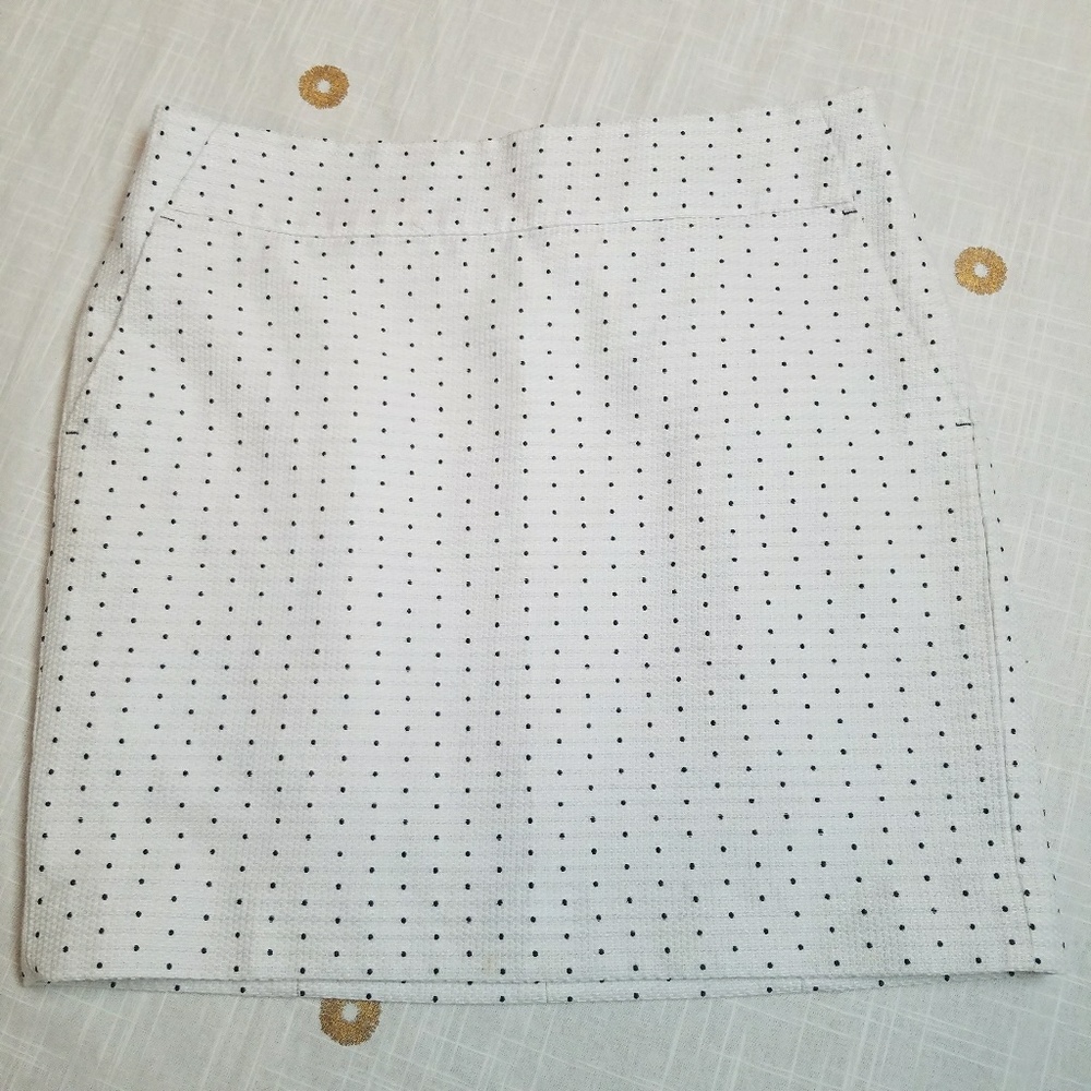 White Polka Dot Ann Taylor Mini Pencil Skirt